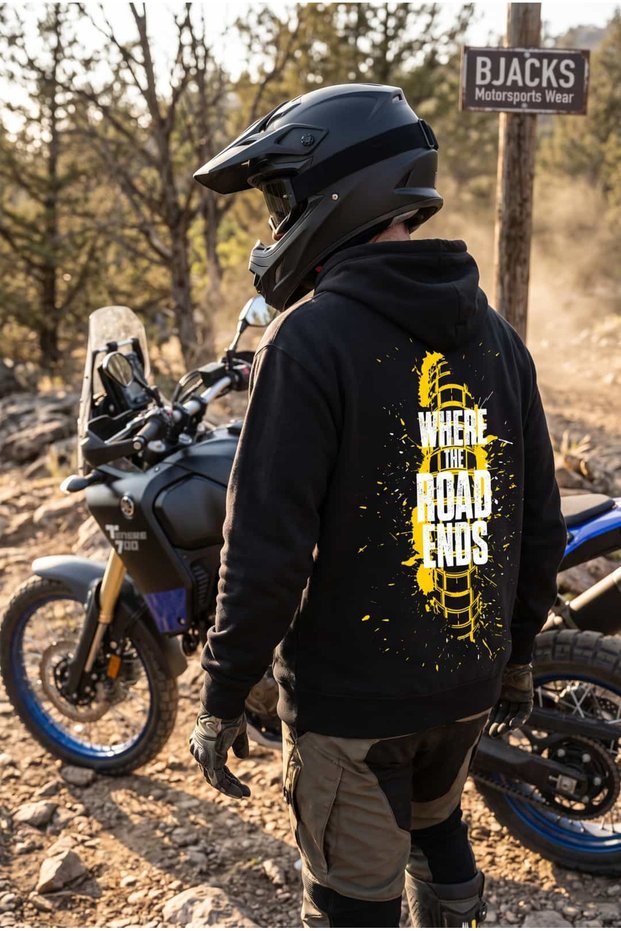 Tenere 700 Oversize Hoodie – Where the Road Ends – Motorcycle & Adventure Sweatshirt