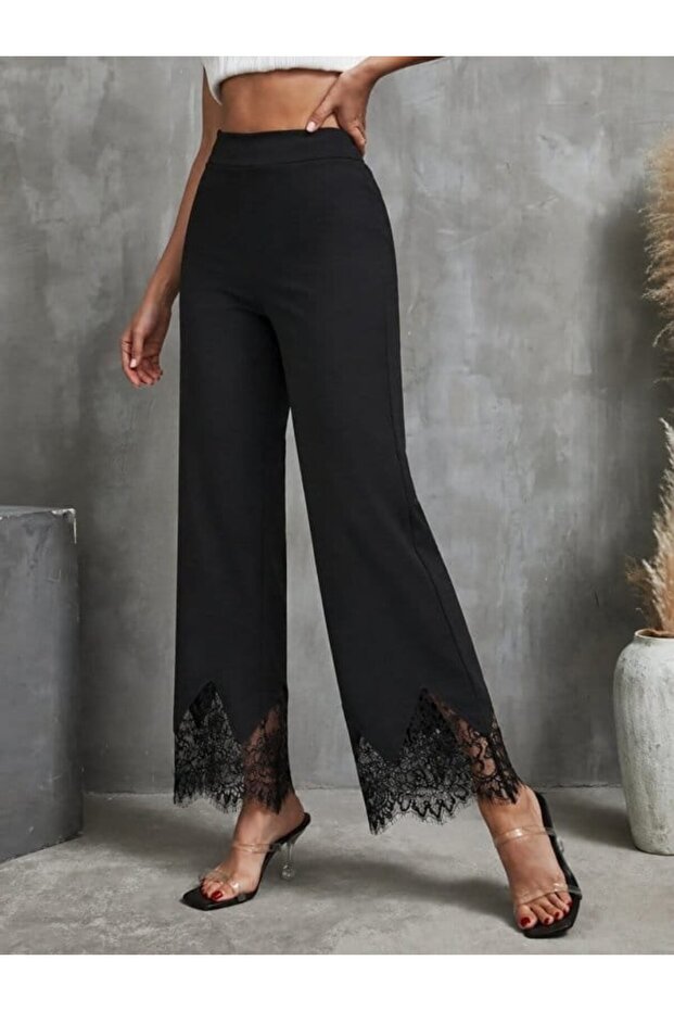 Women's High Waist Diver Pants with Ruffled Hem