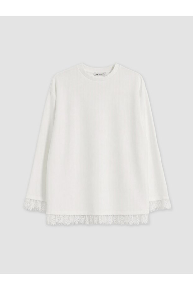 Ozmarka New Season White Soft Touch Women's Sweatshirt Tunic
