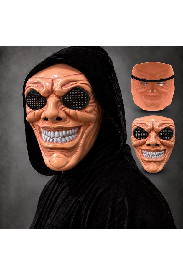 Black Mesh Eyes White Teeth Skin Color Grinning Face Mask