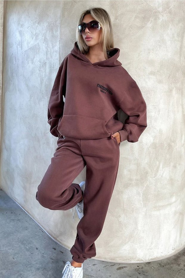 Brown Fetch Series 6 Tracksuit Set - Printed Oversize Hoodie