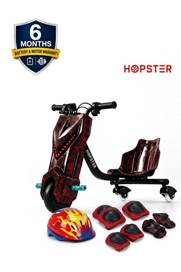 Rear Drift Wheel System Long-Lasting Rechargeable Battery, Red & Black