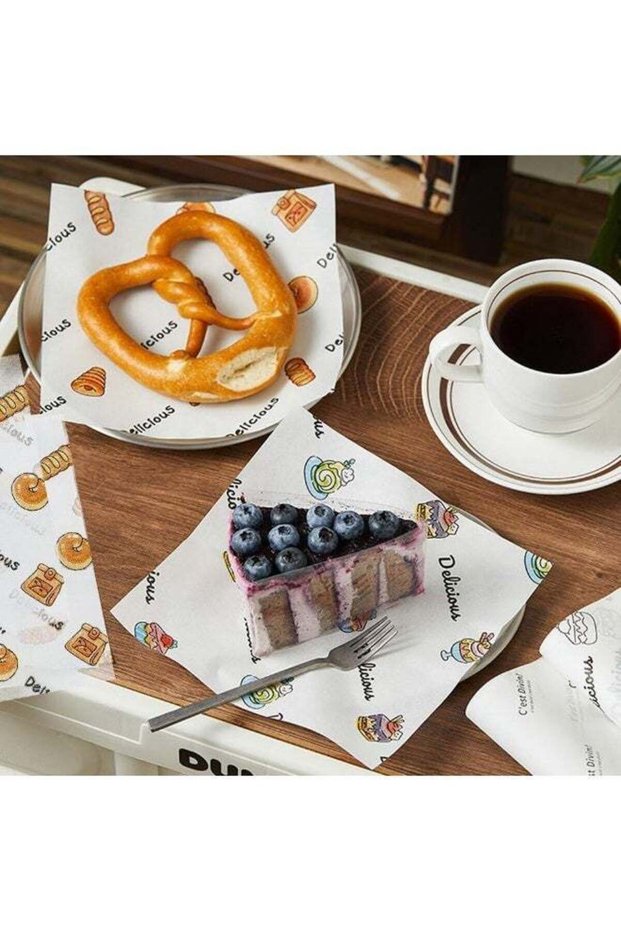 Basket Liners Food Picnic Paper Sheets Greaseproof Deli Wrapping Sheets, 18 x 18 cm