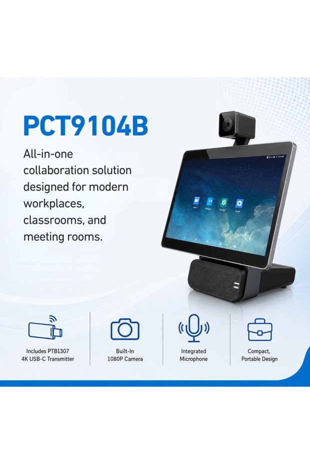 PCT9104B Mobile Super Conference Terminal - 4K USB-C Transmitter, Built-In 1080P Camera & Mic, BYOD Video Conferencing Kit with SIM Support