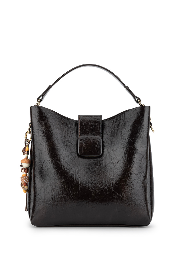 Women's Faux Leather Brown Shoulder Bag