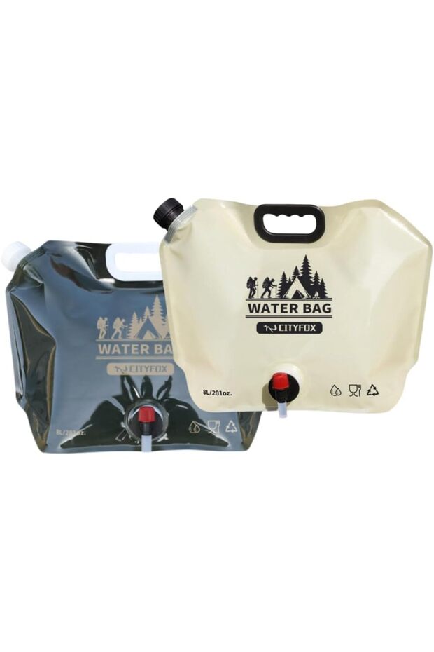 2-Pack 2.1Gallo,8L Collapsible Camping Water Tank with Tap,BPA Free Food Grade PET Portable Outdoor Water Storage Bag for Hiking,Travel
