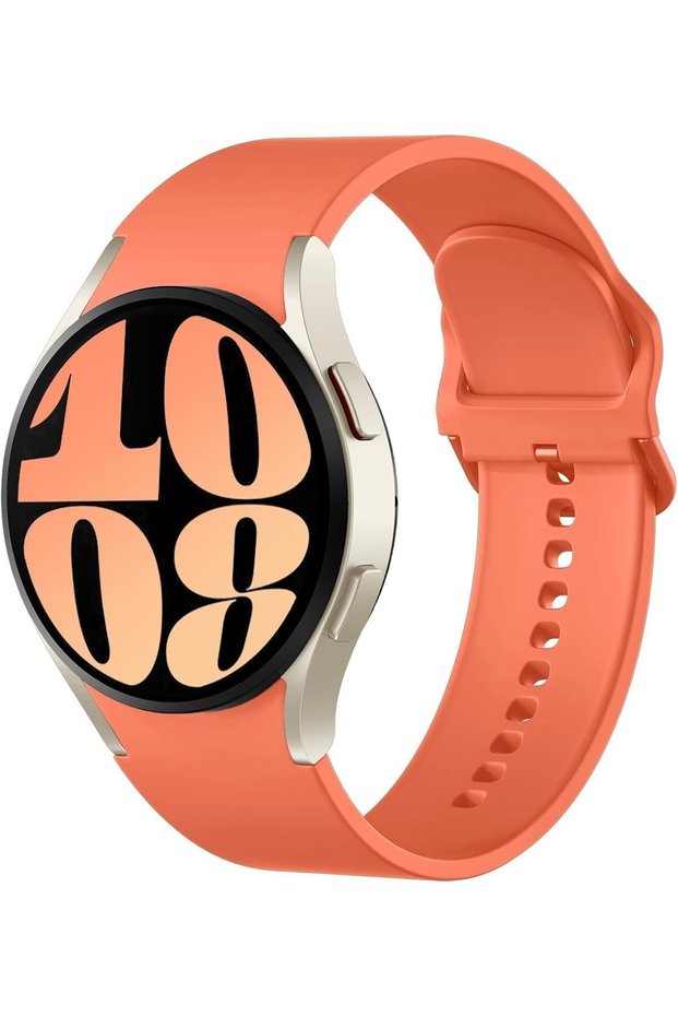 No Gaps Silicone Watch Band Compatible with Samsung Galaxy Watch 7 6 5 4 FE 40mm 44mm 45mm/Galaxy Watch 6 4 Classic 43mm 47mm 42mm 46mm, 20mm Silicone Sport Replacement Straps for Men- Orange