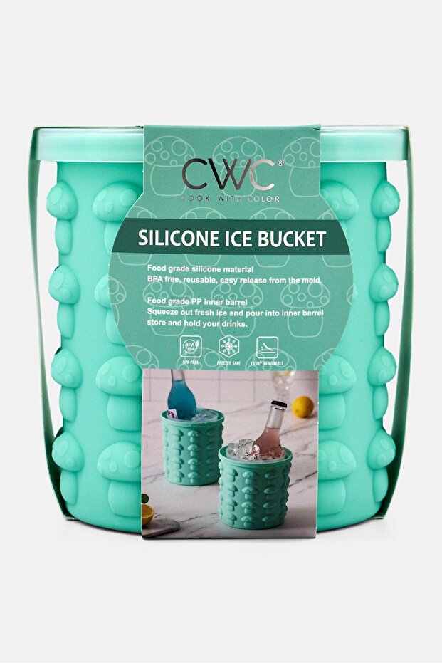 Silicone Ice Cube Maker Bucket, Mint Green