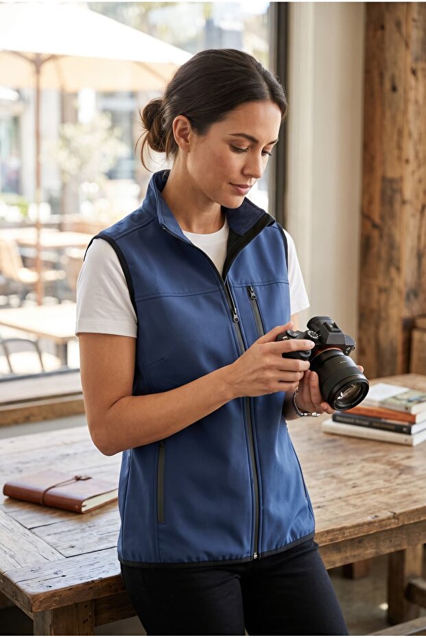 Women's Stand Collar Zipper Pocket Detailed Vest