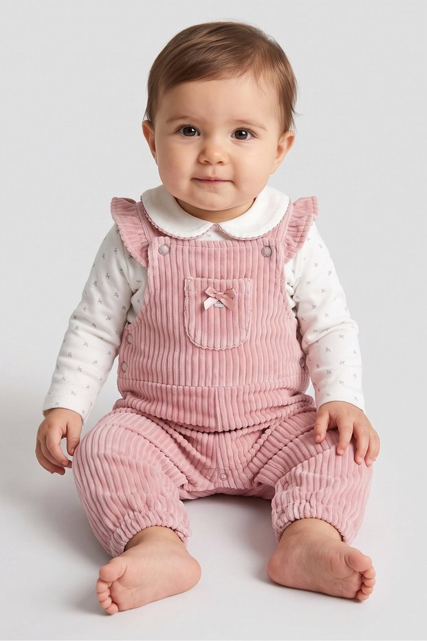 Toddlers Girl 2 Pcs Textured Jumpsuit And Bodysuit Set, Multicolor