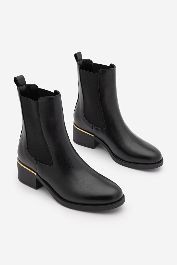 Women's Round Toe Elastic Short Heeled Casual Boots Farel Black