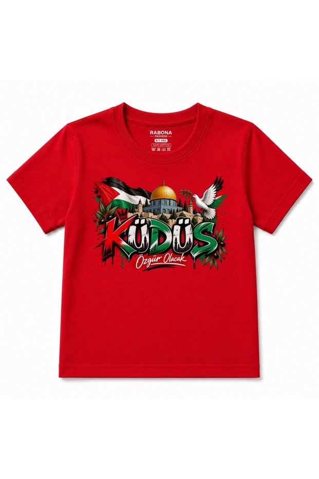 Jerusalem Will Be Free – Palestine Flag & Al-Aqsa Mosque Graphic Kids T-Shirt