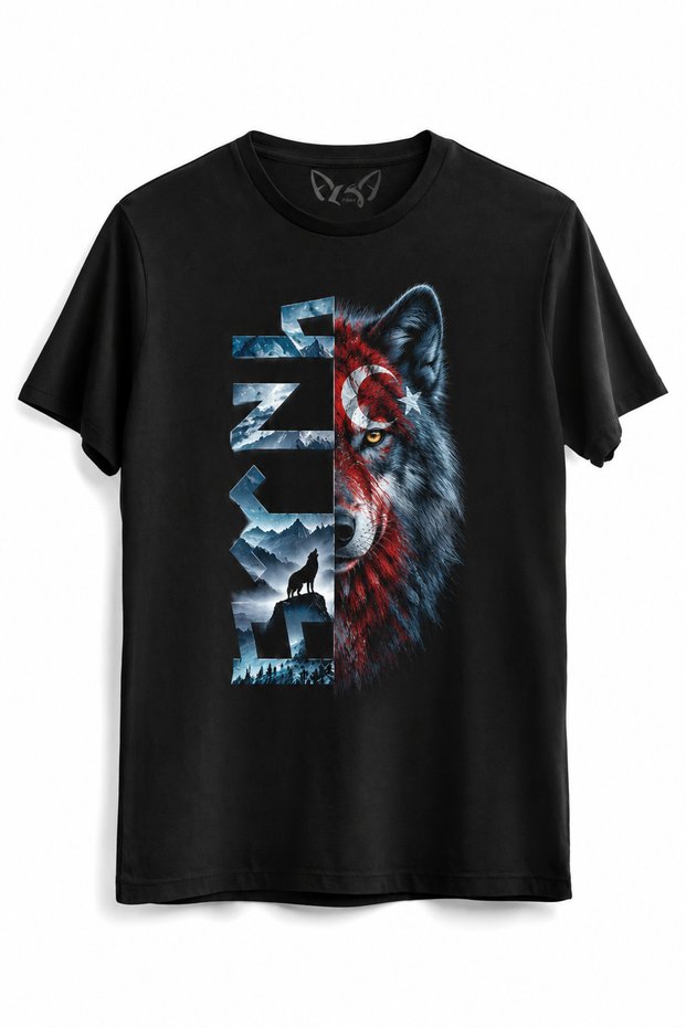 Moon Star Wolf Printed T-Shirt – 100% Cotton Turkish Motif Premium Dtg Print T-Shirt