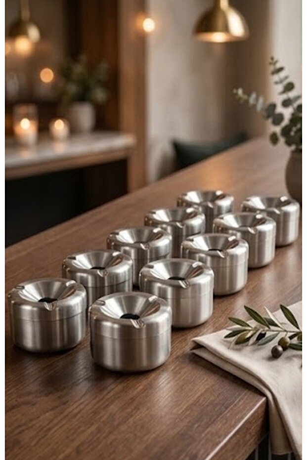 Ashtray, Stainless Steel Odorless 10 Pieces, Ash Tray, for Home, Balcony, Cafe, Restaurant