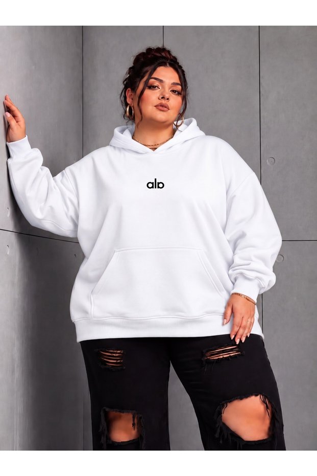 Women's Oversize Hooded Sweatshirt White Hoodie