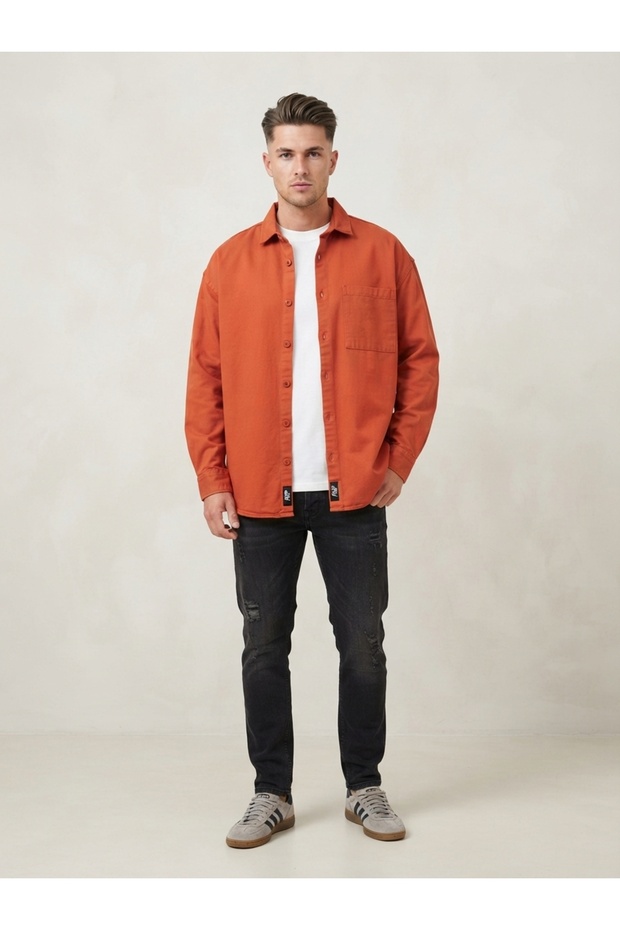 Men's Gabardine Fabric Oversize Shirt