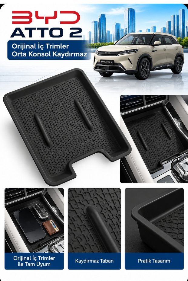 Byd Atto 2 Compatible Front Console Organizer Rack Trim Set Non-Slip Console Organizer Tray