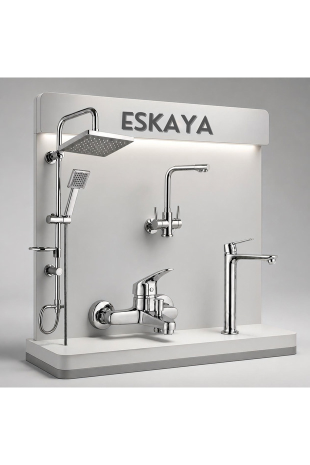 Set of 4 Robot Overhead Shower Chrome Basin Sink Mixer Bathroom Kitchen 3-Way Sink Mixer