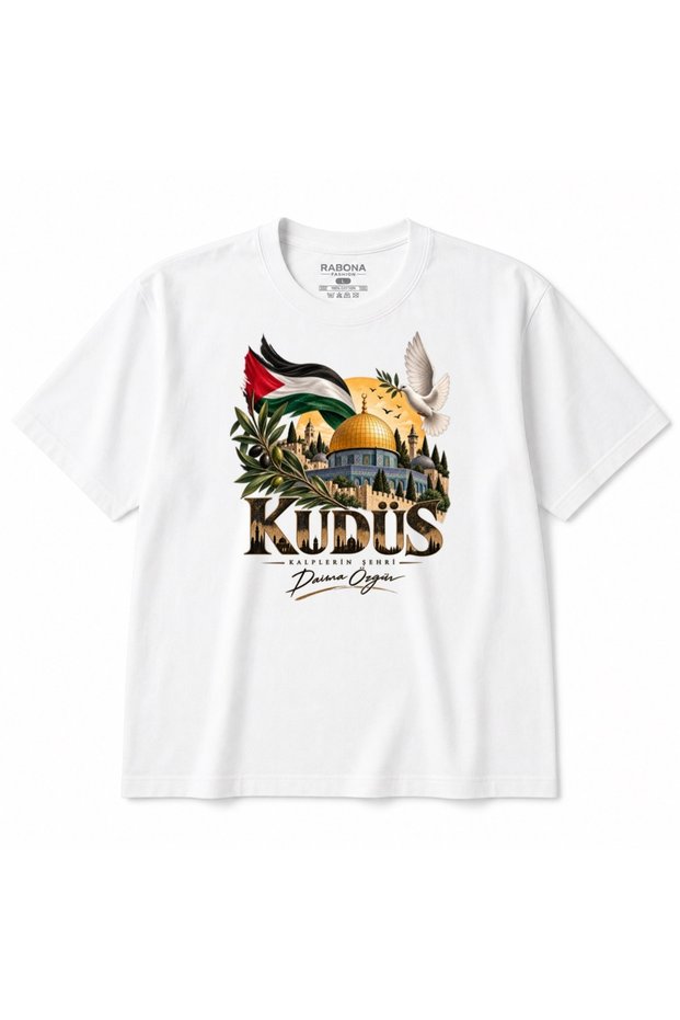 Jerusalem City of Hearts – Palestine Colors, Olive Branch & Peace Dove Graphic T-Shirt