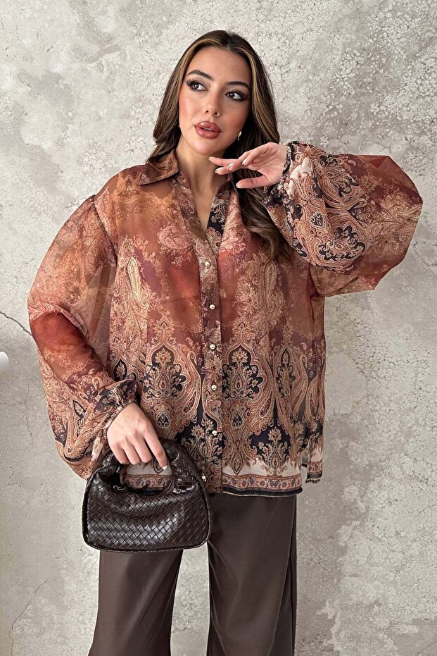 Brown Digital Printed Shirt