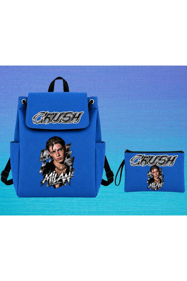 Crush Group College Model Side Pocket Cotton Premium Printed School Backpack Pen Holder Set