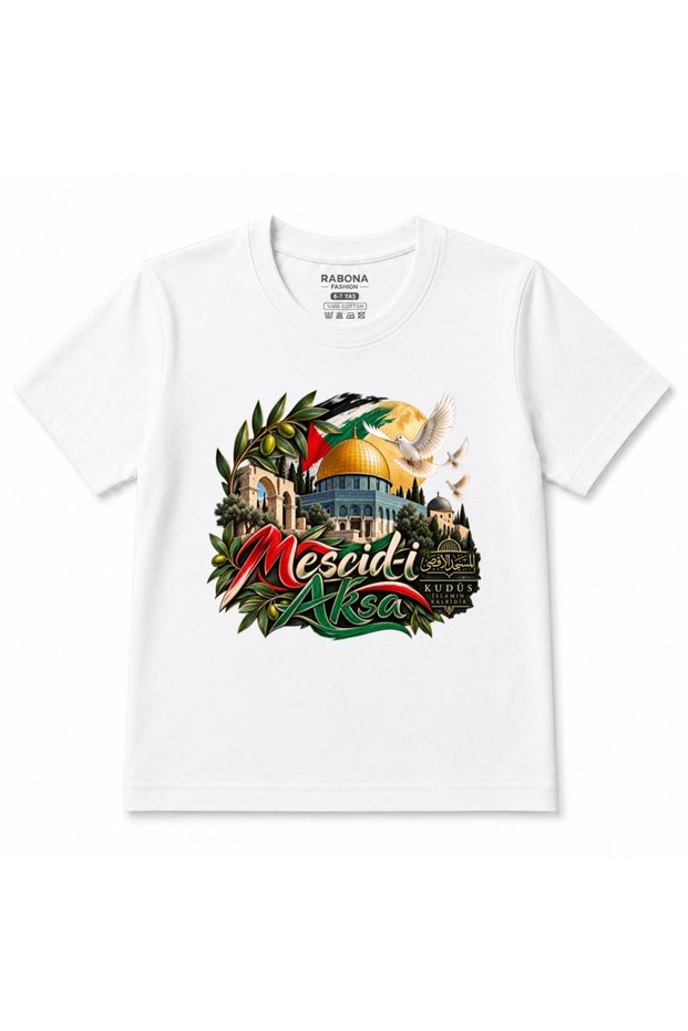 Masjid Al-Aqsa – Jerusalem, Olive Branches & Peace Doves Kids T-Shirt
