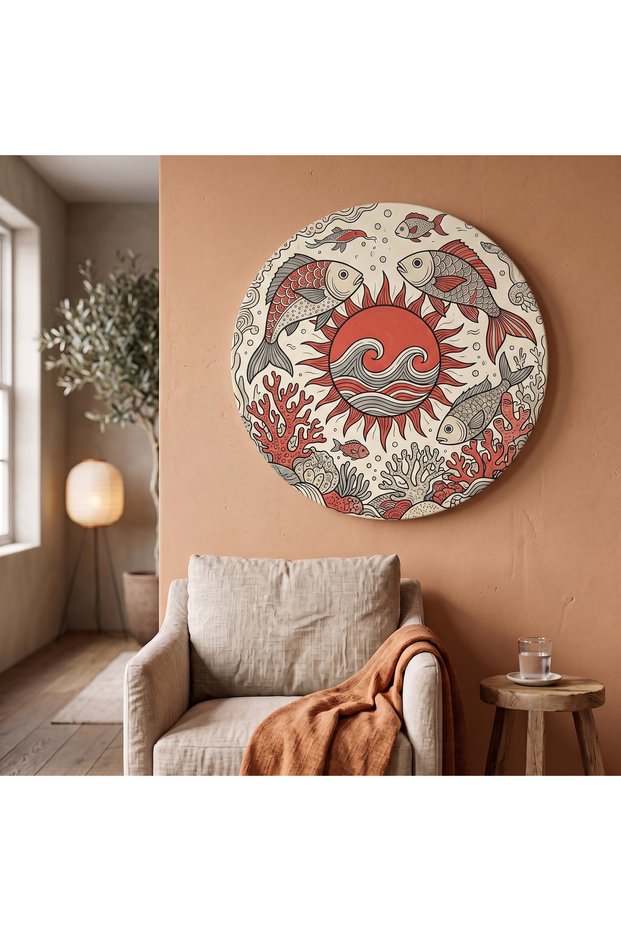 Decorative Round Canvas Painting - Artcnvsovl31