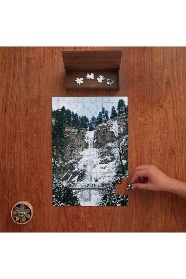 Mountain Waterfall Design 240 Piece Wooden Puzzle in Wooden Box Pd00781