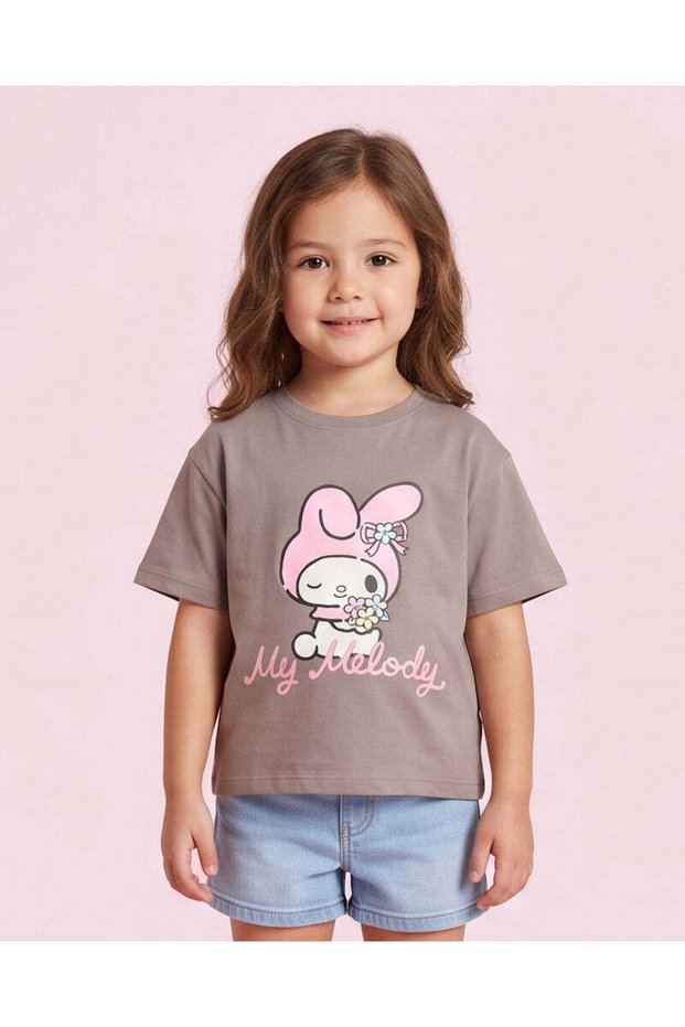 Girls Charcoal My Melody Printed T-Shirt