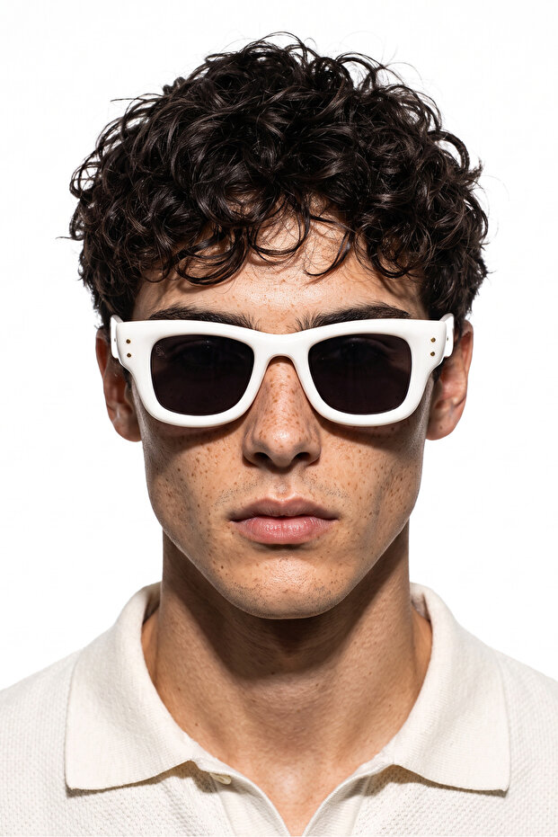 Sezer White Black Men's Sunglasses