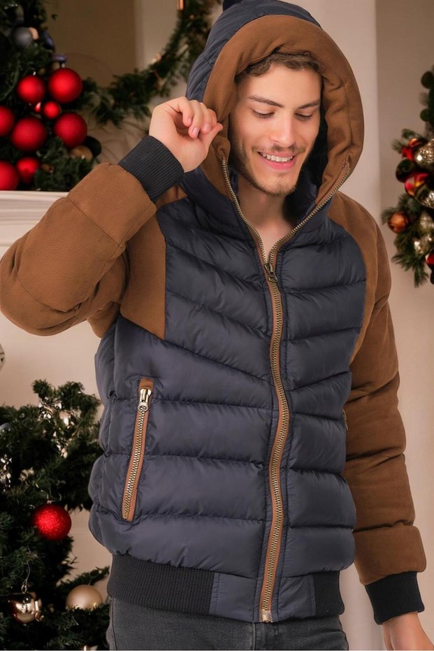 Men's Coat Plain Navy Blue M8649