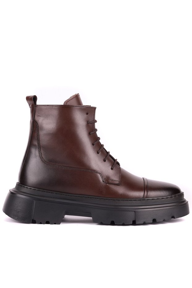 - Genuine Leather Brown Zippered Men's Boots - 250-13-206