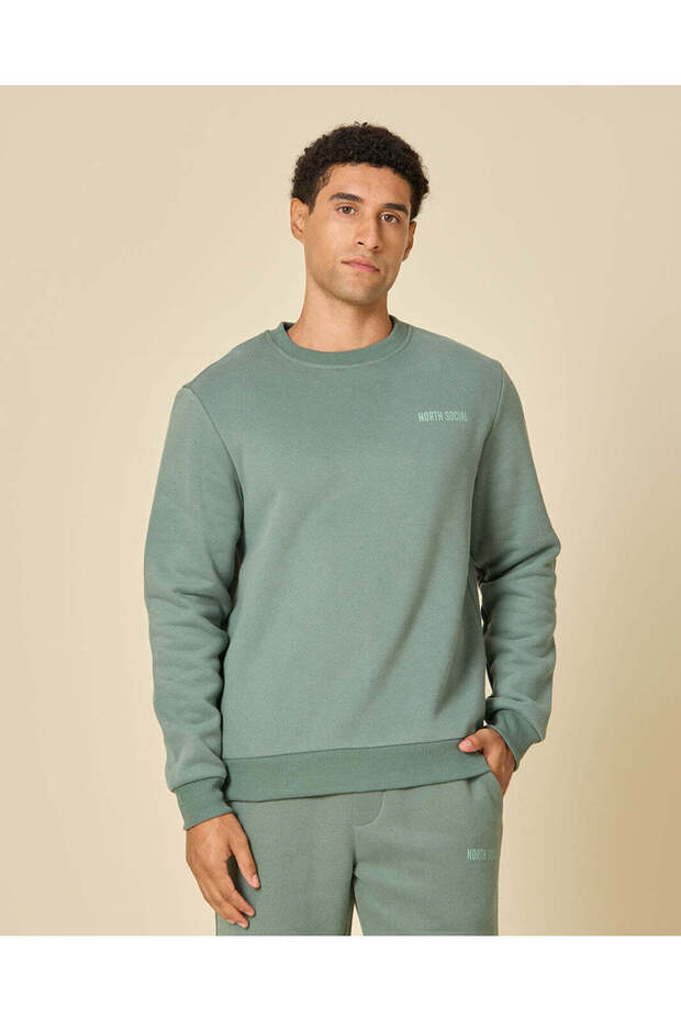 Men Green Crew Neck Sweatshirt