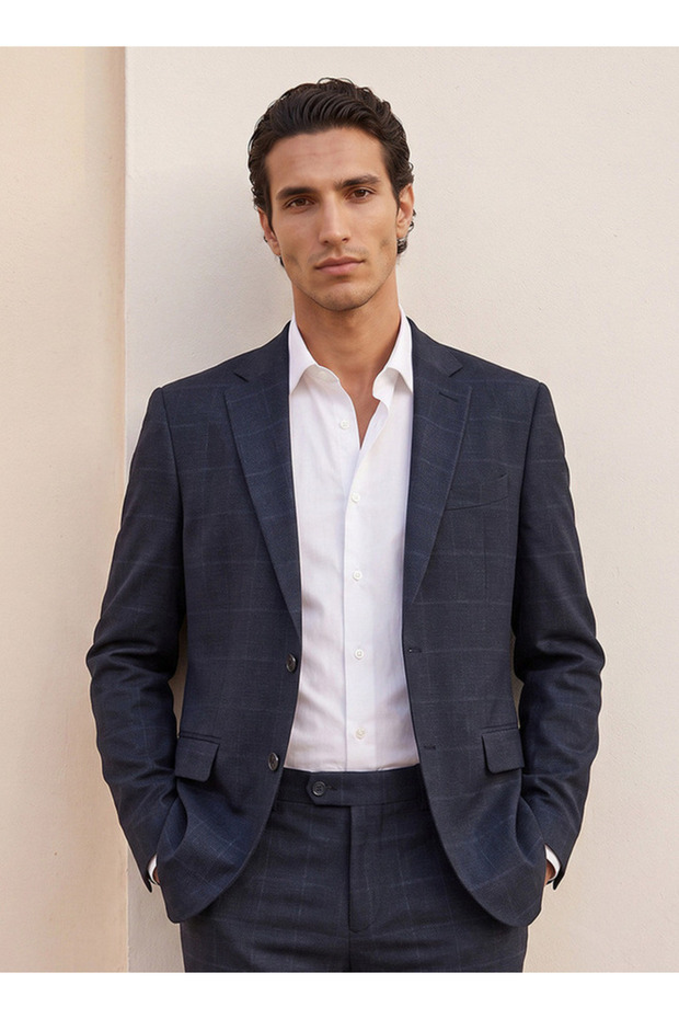 Slim Fit Checked Blazer