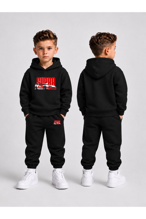 Children's Hooded Sweatshirt Tracksuit Set 2-Piece Printed Top and Bottom Set
