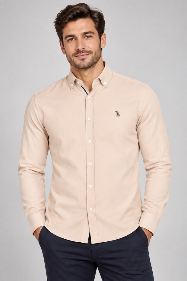 Men's Cotton Shirt Beige G974