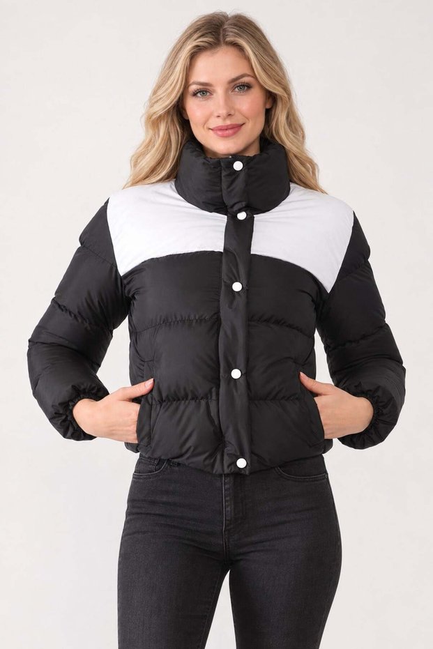 Women's Coat Black-White Z9649