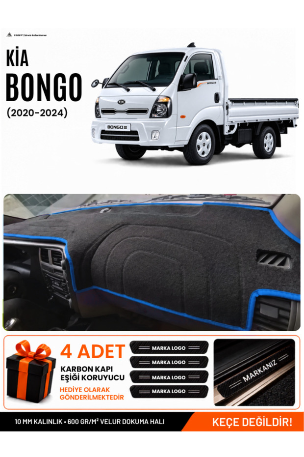Kia Bongo (2020-2024) Compatible Glove Box Protection, Glove Box Cover, Glove Box Case - Black-Blue - Ki002