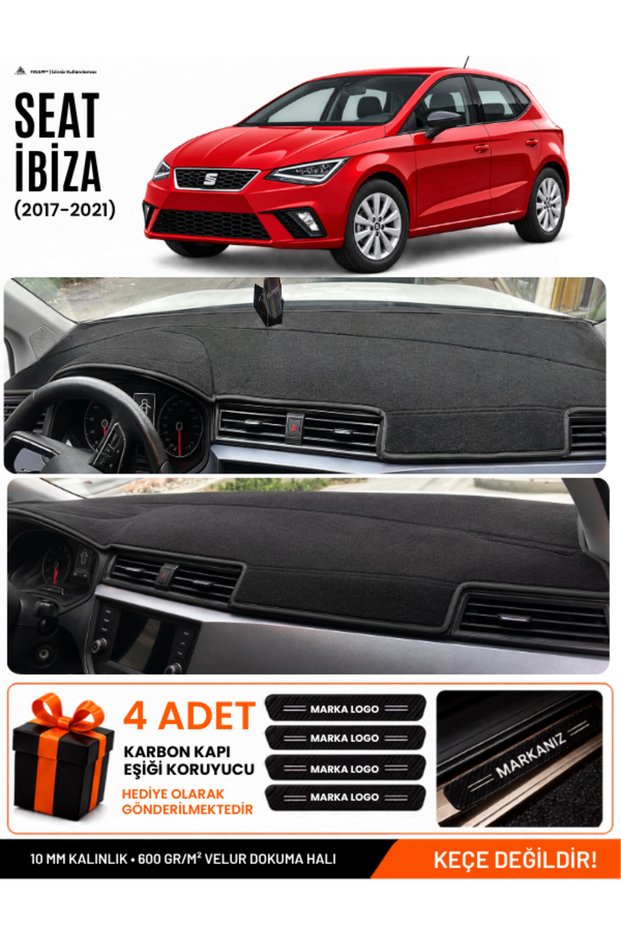 Seat Ibiza (2017-2021) Compatible Glove Box Protection, Glove Box Cover, Glove Box Case - Black - Se009