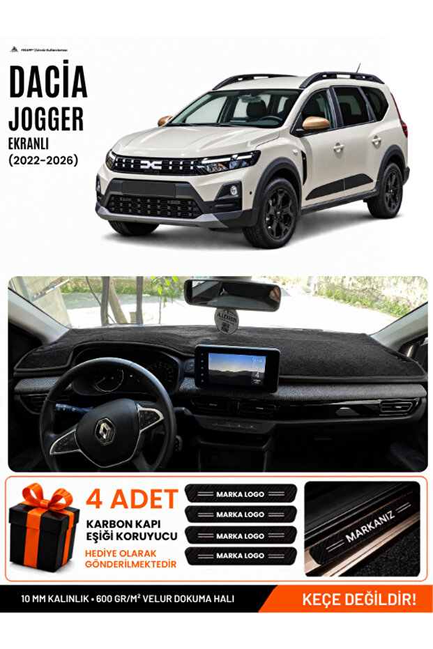 Daci̇a Jogger Screened (2022-2026) Compatible Glove Box Cover, Glove Box Case - Black - Da001