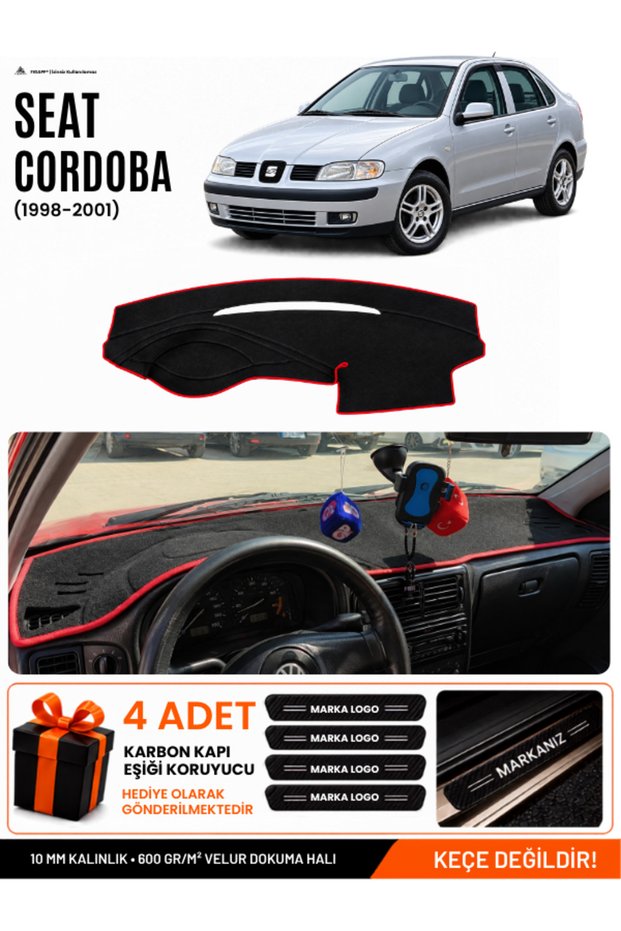 Seat Cordoba (1998-2001) Compatible Glove Box Cover, Glove Box Case - Black-Red - Se002