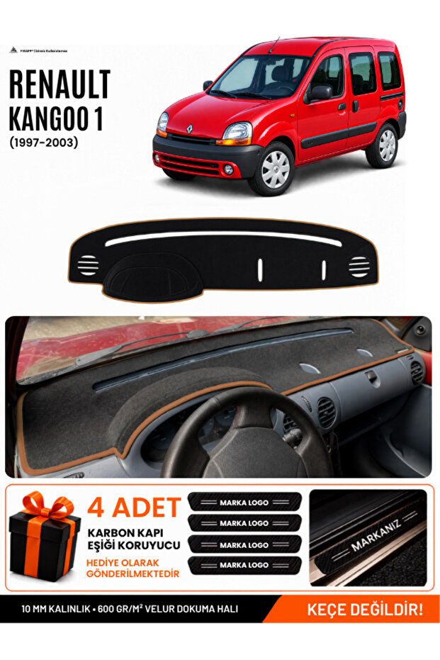 Renault Kangoo 1 (1997-2003) Compatible Glove Box Cover, Glove Box Case - Black-Brown - Re025