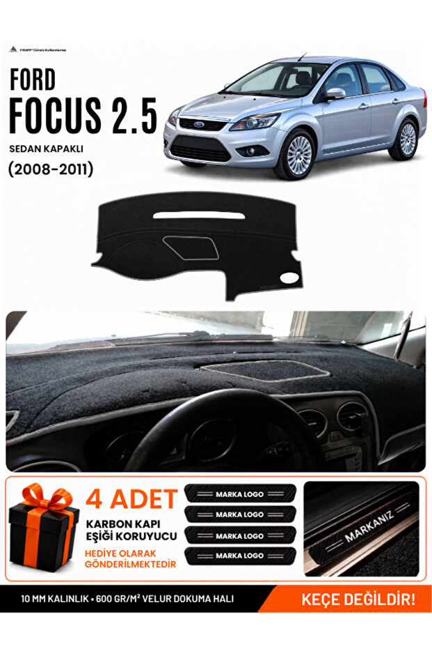 Ford Focus 2.5 Sedan Covered (2008-2011) Compatible Glove Box Cover, Glove Box Case - Black-Grey - Fo011