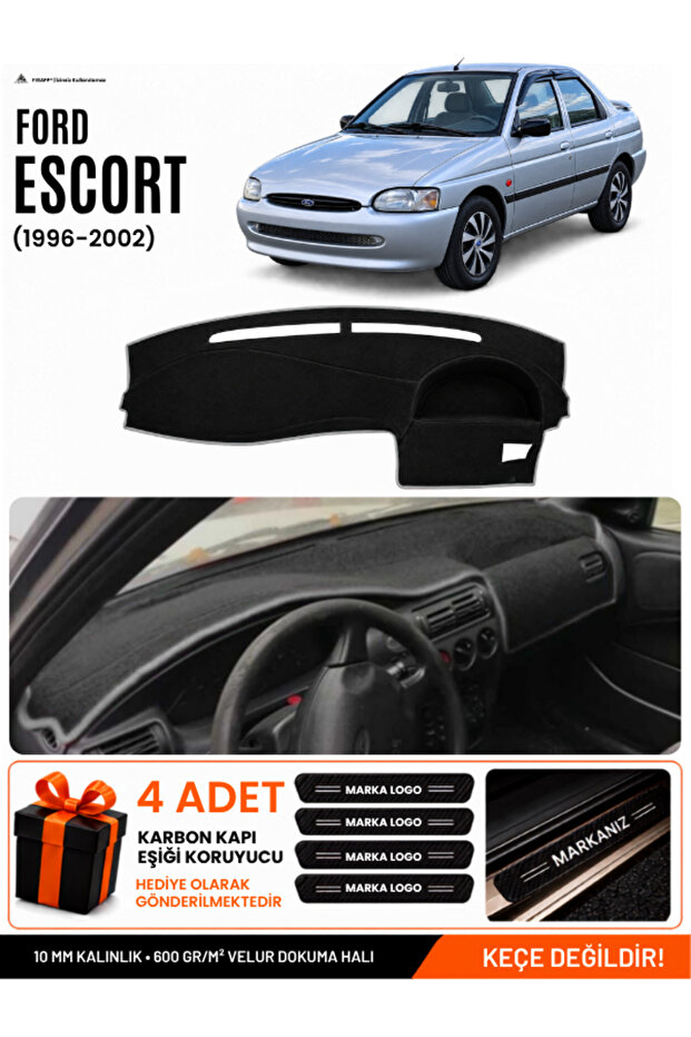 Ford Escort (1996-2002) Compatible Glove Box Protection, Glove Box Cover, Glove Box Case - Black-Grey - Fo014