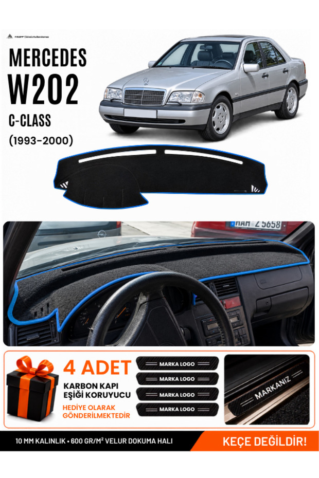 Mercedes W202 C-Class (1993-2000) Compatible Glove Box Cover, Glove Box Case - Black-Blue - Mb004