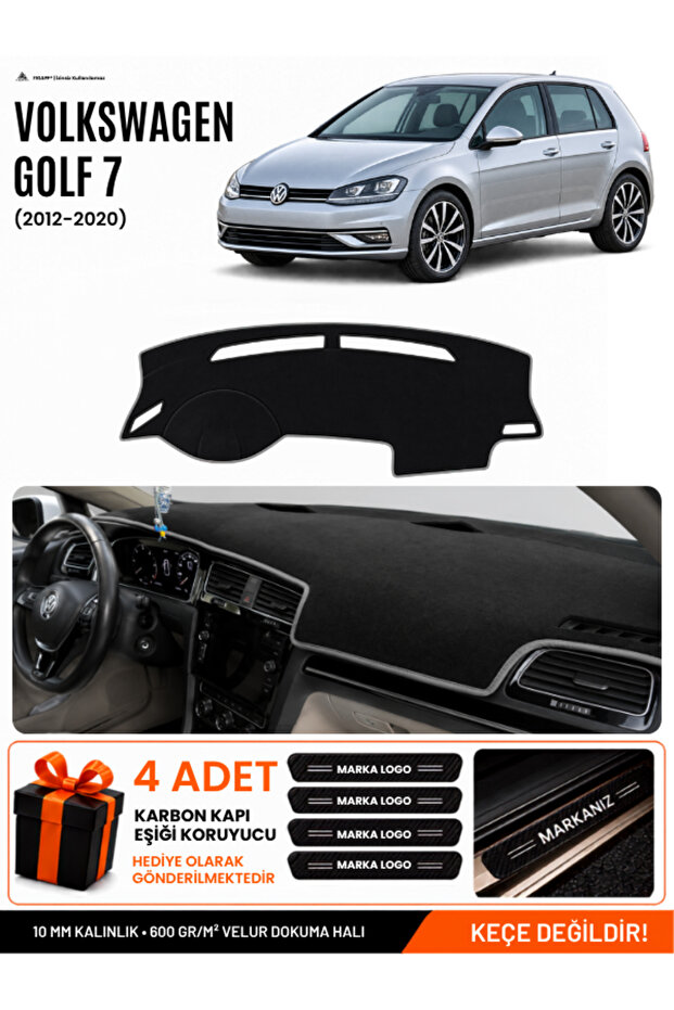 Volkswagen Golf 7 (2012-2020) Compatible Glove Box Cover, Glove Box Case - Black-Grey - Vw012