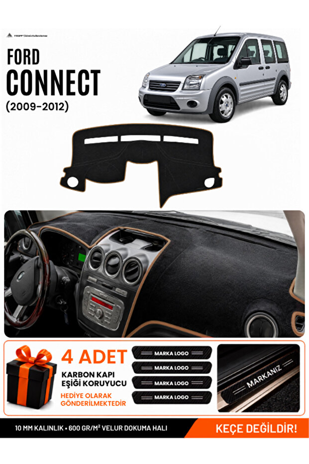 Ford Connect (2009-2012) Compatible Glove Box Cover, Glove Box Case - Black-Brown - Fo017