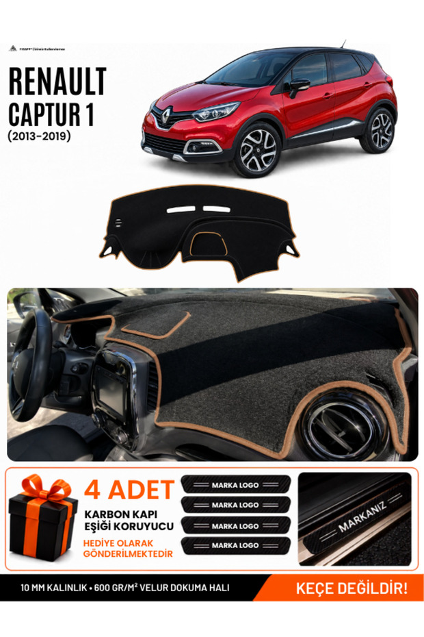Renault Captur 1 (2013-2019) Compatible Glove Box Cover, Glove Box Case - Black-Brown - Re035