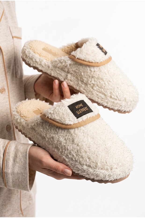 Women's Plush, Glittery, Thick Soled, Soft, Winter House Slippers