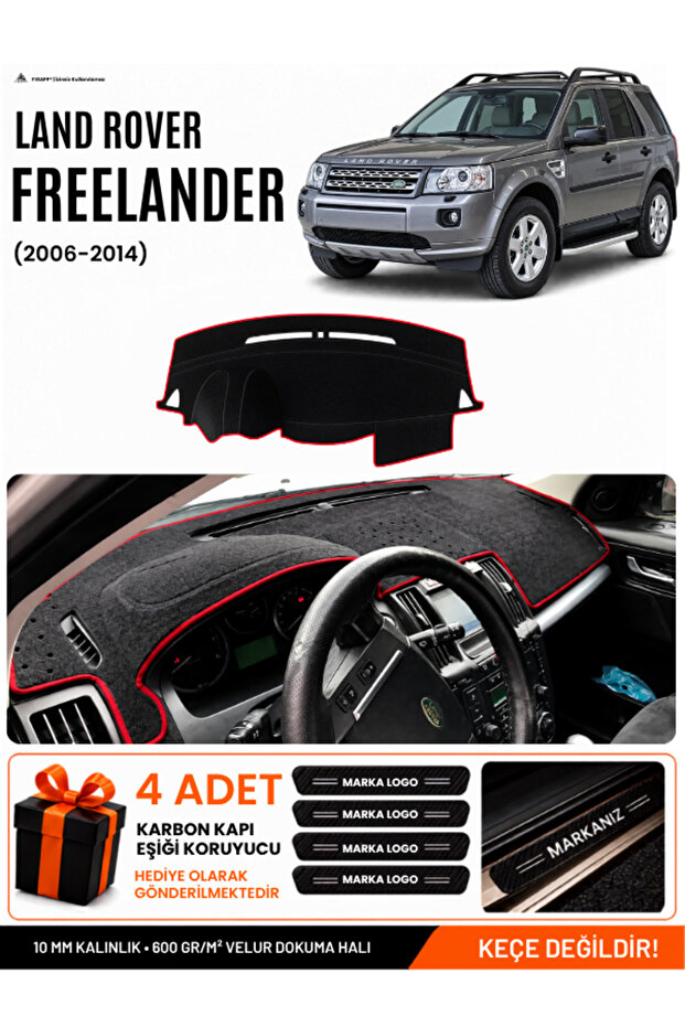 Land Rover Freelander (2006-2014) Compatible Glove Box Cover, Glove Box Case - Black-Red - Lr003